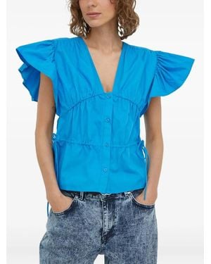 Day Birger et Mikkelsen Ruffled Buttoned Top - Blue