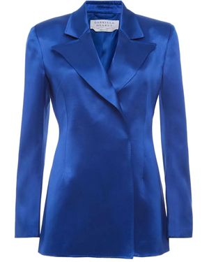 Gabriela Hearst Satin Overlap Blazer - Blue