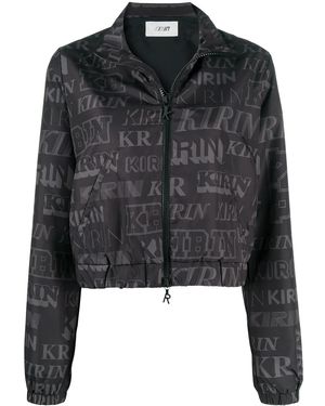 Kirin Logo Print Open-Back Jacket - Black