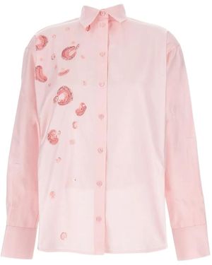 Des Phemmes Camisa Con Botones Y Detalles De Cristal - Rosa