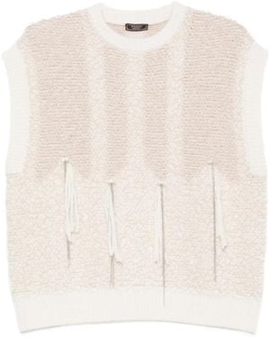 Peserico Fringe-Detail Bouclé Jumper - Natural