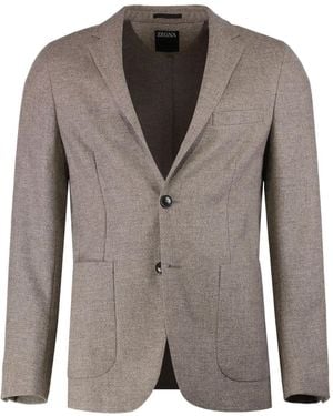 ZEGNA Single-breasted notched-lapel blazer - Braun