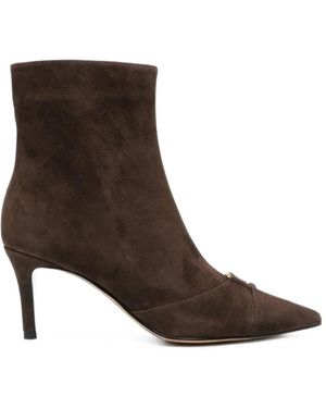 Twinset Logo-Plaque Suede Ankle Boots - Brown