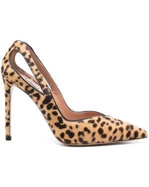Aquazzura 110Mm Cut-Out Leopard-Print Court Shoes - Metallic