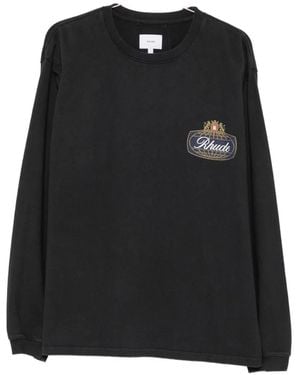Rhude Logo-Print Long-Sleeve T-Shirt - Black