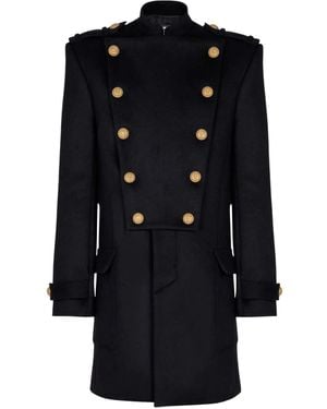 Balmain Cappotto Con Pettorina Rimovibile - Nero