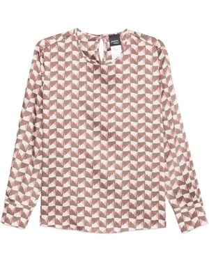 Marina Rinaldi Blusa Nerbare con motivo geométrico - Rosa