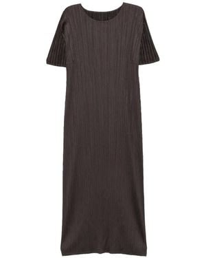 Pleats Please Issey Miyake Pleated Long Dress - Black