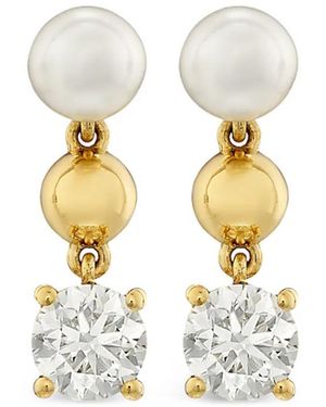 ROSEKEY 18Kt First Kiss Gelbgoldohrringe Mit Akoya-Perle Und Diamanten - Weiß