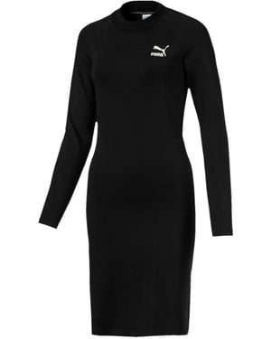 PUMA Long-Sleeve Cutout Midi Dress - Black