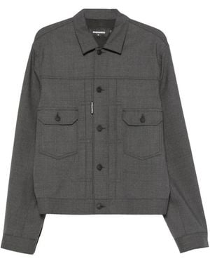 DSquared² Button-Up Pocket-Detail Jacket - Grey