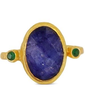 Ottoman Hands Bague Cocktail Lucia Sertie De Saphirs - Blue