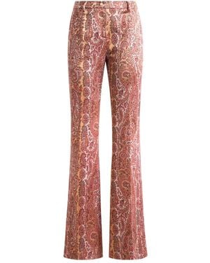 Etro Flared Jacquard Paisley-Foliage Trousers