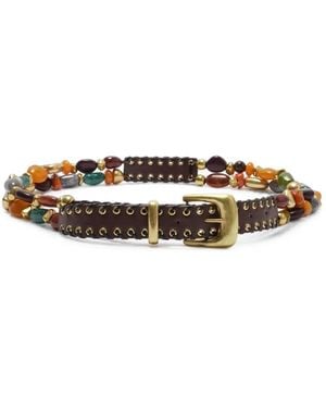 Maliparmi Beaded Leather Belt - White