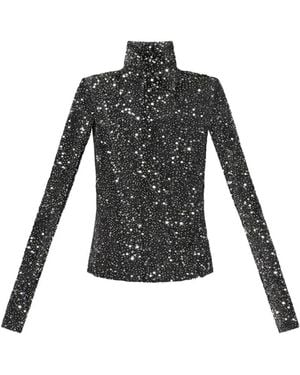 Isabel Marant Top Con Apliques De Lentejuelas - Negro