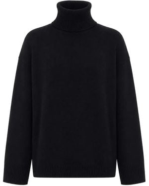 Allude Roll-Neck Drop-Shoulder Sweater - Blue