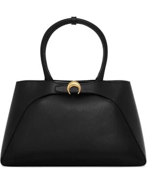 Marine Serre Large Aurora Smooth-Leather Tote Bag - Black