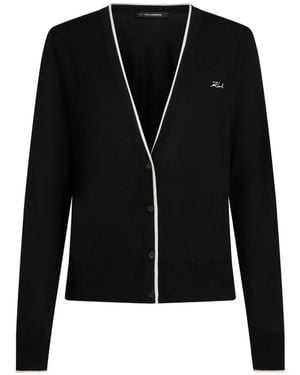 KARL LAGERFELD Merino-Wool Cardigan - Black