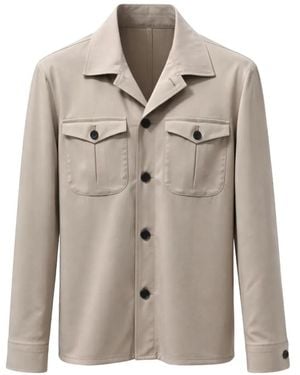 Franzese Collection Chest-Pockets Button-Down Jacket - Natural