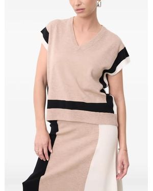 Not Shy Colour-Block V-Neck Jumper - Pink