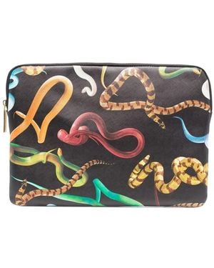 Seletti Snake-Print Laptop Case - Gray