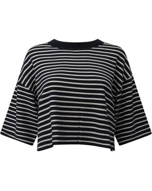 Weekend by Maxmara Striped Cropped T-Shirt - Black