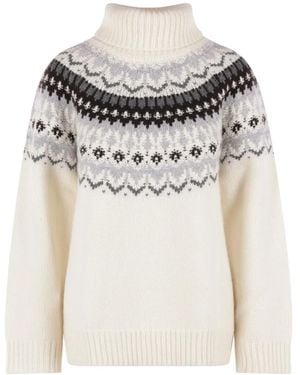 arch4 Vionna Fair Isle Roll-Neck Jumper - White