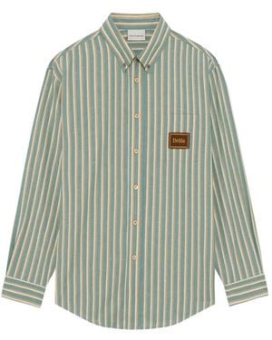 Drole de Monsieur Striped Patch Shirt - Green