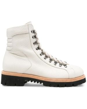 Eleventy Lace-Up Leather Boots - Natural