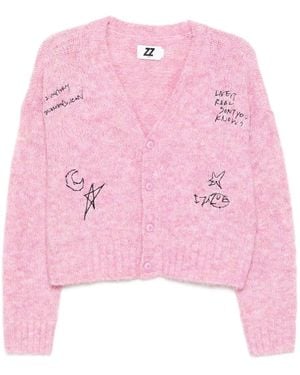 Izzue Cardigan Con Ricamo - Rosa