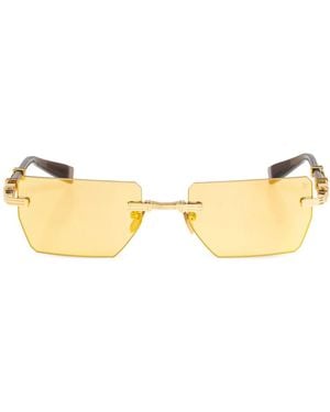Balmain Bps-150G-53 Zonnebril Met Rechthoekig Montuur - Geel