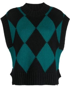 La DoubleJ Argyle Knitted Vest - Green