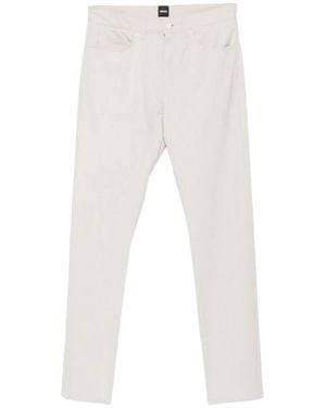 BOSS Logo-Plaque Trousers - White