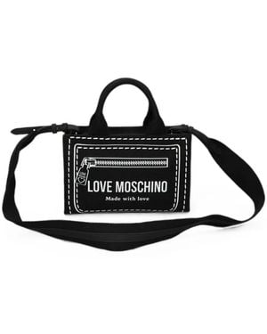 Love Moschino Logo-Print Top-Handle Bag - Black