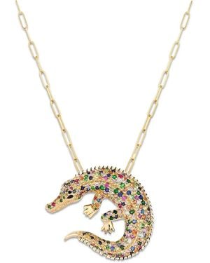 Goshwara Crocodile Sapphire And Onyx Pendant-Brooch Necklace - Metallic