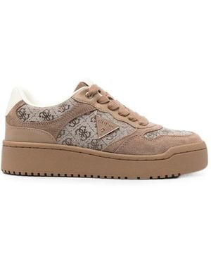 Guess Monogram-Panel Sneakers - Brown