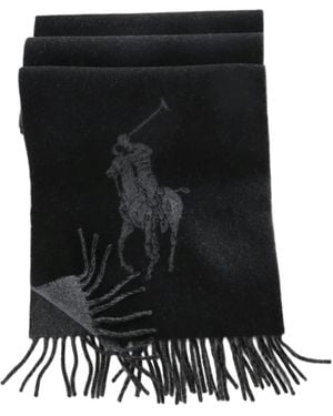 Polo Ralph Lauren Pony Motif Fringed Scarf - Black
