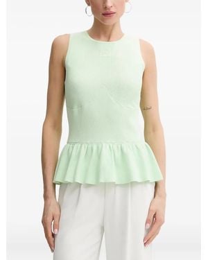 Karl Lagerfeld Ribbed Peplum Top - Green