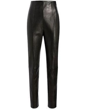 KHAITE Leather Tapered Pants - Black
