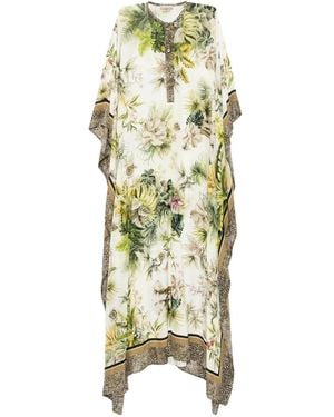 Elie Saab Savannah-Print Chiffon Kaftan - Metallic