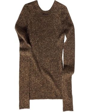 Miu Miu Lamé Ribbed-Knit Jumper - Brown
