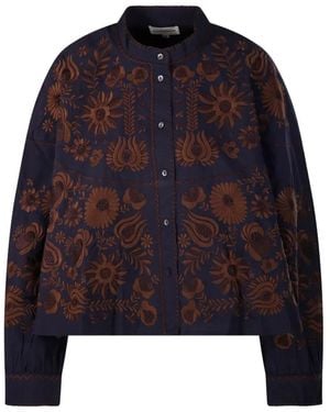 Antik Batik Matias Big Floral-Embroidered Shirt - Blue