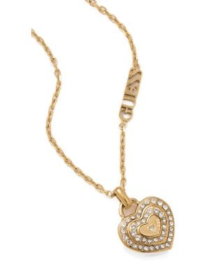 Guess Crystal-Embellished Heart-Pendant Necklace - Metallic