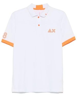 Sun 68 Logo-Embroidered Polo Shirt - White