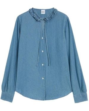 Aspesi Ruffled-Collar Shirt - Blue