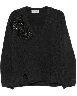 ERMANNO FIRENZE Bead-Embellished Layered-Effect Sweater - Black