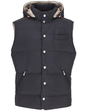 Brunello Cucinelli Hooded Padded Gilet - Blue