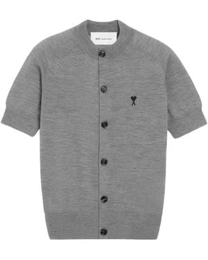 Ami Paris Cárdigan Ami de Coeur con logo - Gris