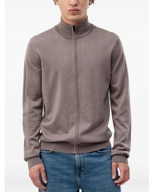 HUGO Zip-Up Cardigan - Brown