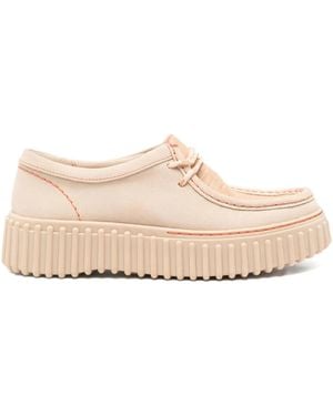 Clarks Torhill Textured-platform Derby Shoes - ピンク